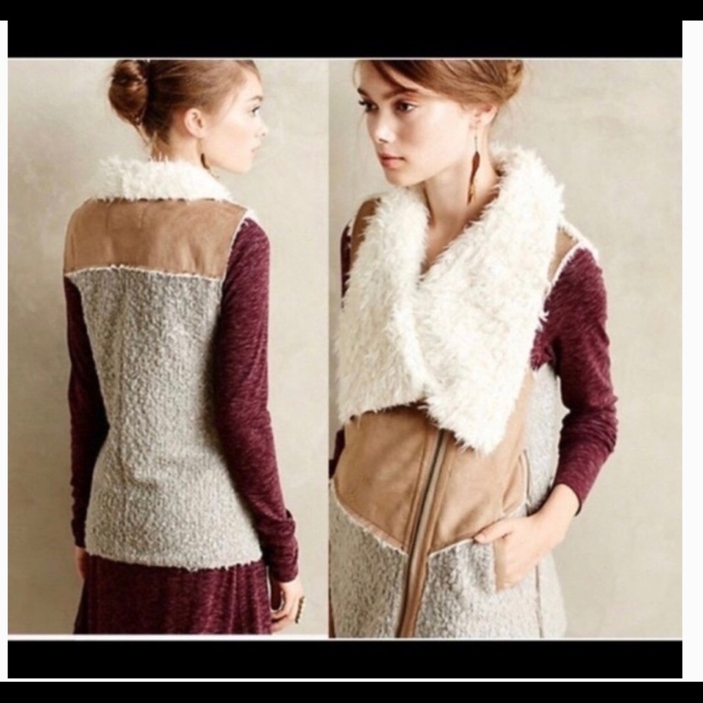 Anthropologie Saturday Sunday Sherpa Moto fur vest